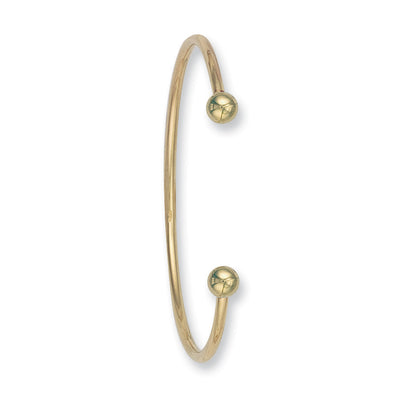 9ct Gold Ball Ended Ladies Open Bangle