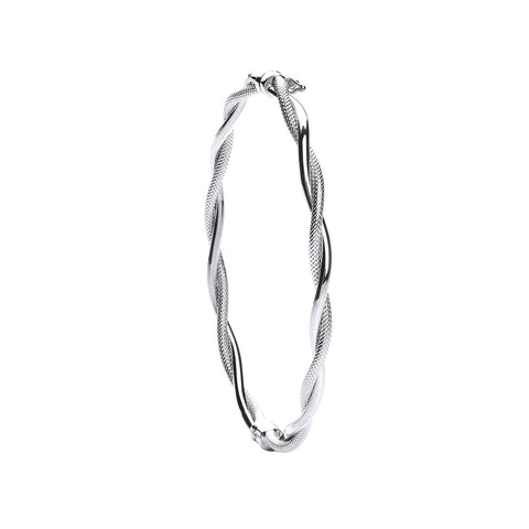 9ct White Gold Twisted Bangle