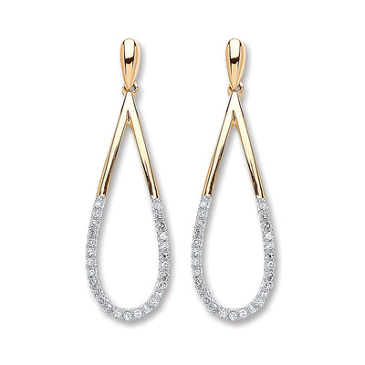 9ct Gold Diamond Drop Earrings