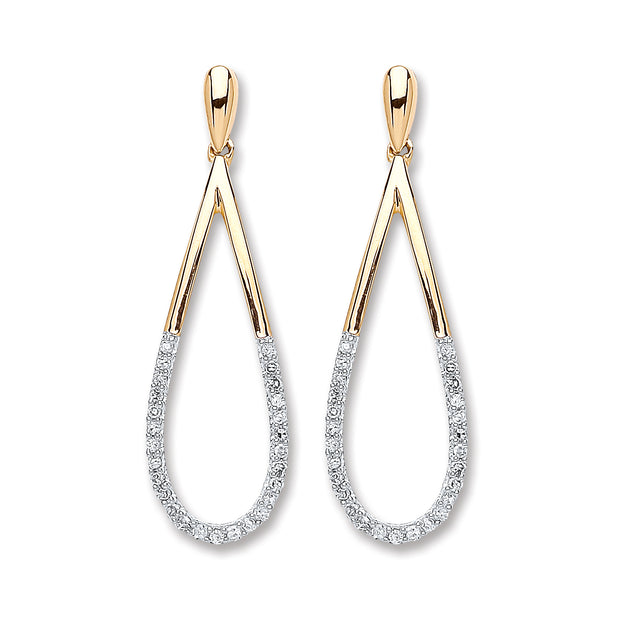 9ct Gold Diamond Drop Earrings