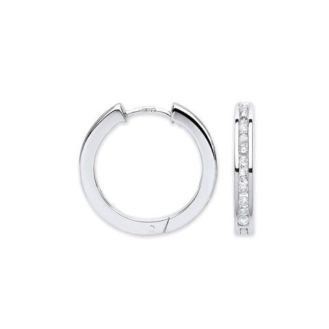 9ct White Gold Diamond Set Earrings