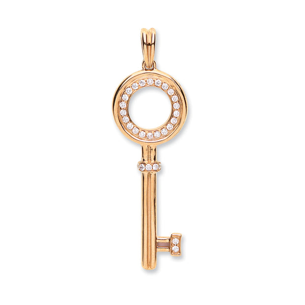 9ct Gold Diamond Key Pendant