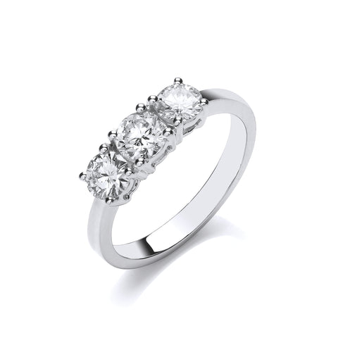 18ct White Gold Diamond Trilogy Ring