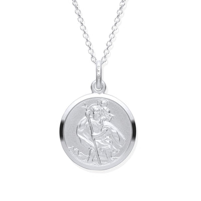 Silver Double Sided St Christopher Pendant. 18mm