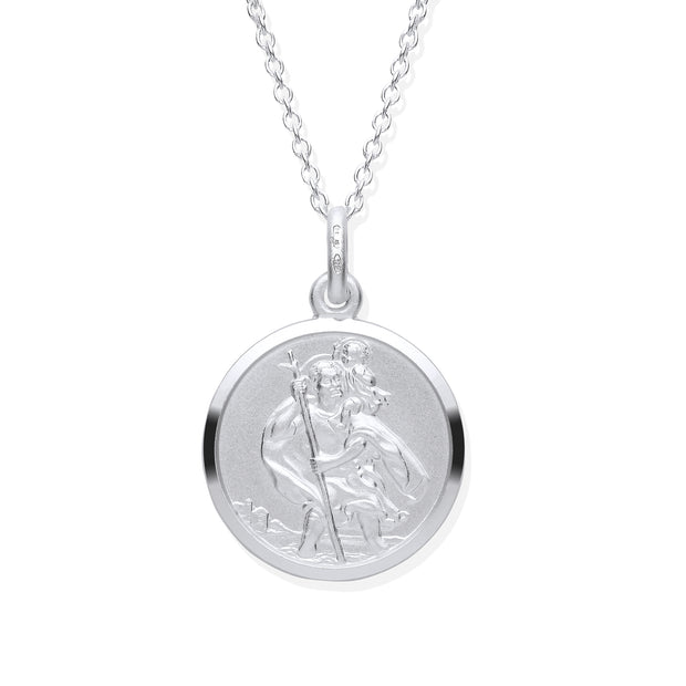 Silver Double Sided St Christopher Pendant. 18mm