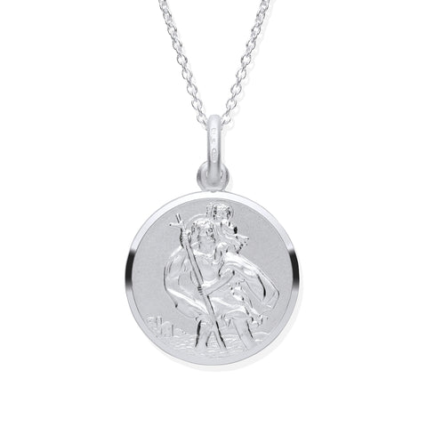 Silver Double Sided St Christopher Pendant. 20mm