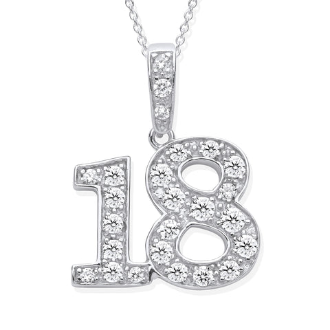 ETERNAL MOMENTS Sterling Silver Birhday Number 18 Pendant Charm