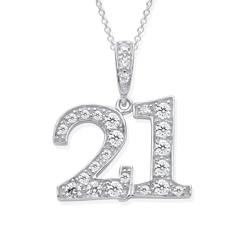 ETERNAL MOMENTS Sterling Silver Birthday Number 21 Pendant Charm