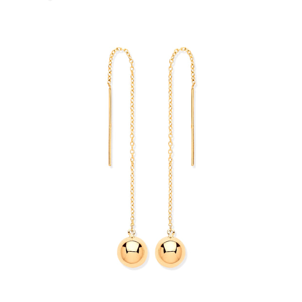 9ct Gold Drop Ball Earrings