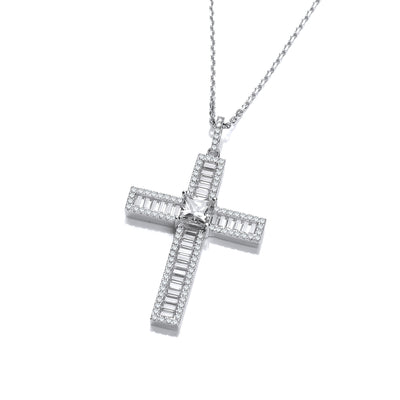 J-Jaz Sterling Silver Elina Cross Silver Knecklace