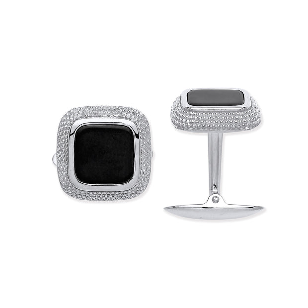 Black Onyx Silver Cufflinks