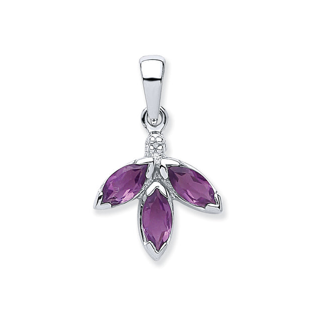 9ct White Gold Pendant with Purple Cubic Zirconia